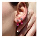 Pembe Zirkon Taşlı Damla Rose Gold Kaplama Gümüş Küpe