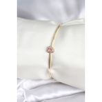 Pembe Zirkon Taşlı Kalp Model Gold Renk Kadın Bileklik - Lisinya - 001-Renkli