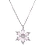 Pembe Zirkon Taşlı Lotus Çiçeği Model 925 Ayar Gümüş Kadın Kolye