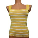Pembecin Sarı Beyaz Çizgili Kare Yaka Atlet Triko Crop S / M / L Beden Uyumlu - Standart - Sarı - Beyaz