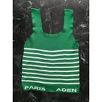 Pembecin Yeşil Beyaz Çizgili Kare Yaka Atlet Triko Crop S / M / L Beden Uyumlu - Standart - Yeşil - Beyaz
