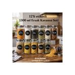 Pembelia Life 12 Adet 1300 ml Vakumlu Metal Kapaklı Etiketli Cam Bakliyat Erzak Saklama Kavanoz Saklama Kabı