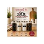 Pembelia Life 4 Adet Metal Kapaklı Cam 1300cc Çay Şeker Tuz Kahve Saklama Kavanoz Seti Etiketli