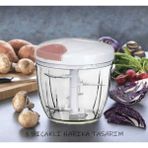 PEMBELİA LİFE 5 Bıçaklı Ipli El Rondosu Büyük Boy Sebze Doğrayıcı 1000ML Soğan Sebze Doğrayıcı - Beyaz