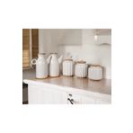 Pembelia Life 6 Parça Bambu Standlı 2’li 1000 ml Yağdanlık Ve 3’lü Porselen Çay Şeker Tuz Kahve Kavanoz Seti