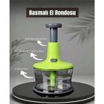 PEMBELİA LİFE Büyük Boy Çelik Bıçaklı Üsten Basmalı El Rondosu Blender Doğan Sebze Doğrayıcı - Yeşil