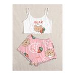PEMBİŞ HOMEWEAR Askılı Şort Pijama Takımı Strawberry Bear Supersoft Basic Süprem