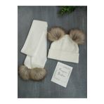 pempem bandana Kiz Çocuk Ekru Naturel Triko Atkı Bere Takımı 81900pm