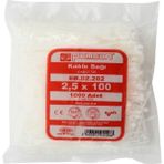 Pemsan - 1000 Adet -10CM x 2,5mm Plastik Cırt Kelepçe - Kablo Bağı - Saydam - Beyaz Kablo Klipsi