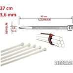Pemsan 37CM x 3,6mm Plastik Cırt Kelepçe ( Kablo Bağı ) Saydam-Beyaz - 37cm X 3, 6mm