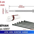 Pemsan (50 Adet) 45cm X 8mm Plastik Cırt Kelepçe ( Kablo Bağı) Siyah Ean- 2060219021942