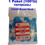 Pemsan Yapışkan Kare Kroşe 20X20 Beyaz (100Lü Paket)