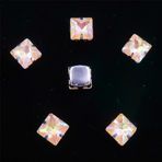 Pençe cam rhinestones üzerine dikilmiş, pençe set 50 Adet/Çanta 8Mm Kare Şekil Cam Kristal Gümüş Metal Pençe Ayarı Dikili Taşlar Aplike(8mm 50pcs A25 Topaz AB)