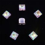 Pençe cam rhinestones üzerine dikilmiş, pençe set 50 Adet/Çanta 8Mm Kare Şekil Cam Kristal Gümüş Metal Pençe Ayarı Dikili Taşlar Aplike(8mm 50pcs A26 Lt topaz AB)