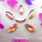 Pençe cam rhinestones üzerine dikilmiş, pençe set Cam Kristal Pençe Ayarları At Gözü Navette Markiz Şekil Dikili Taş Boncuklar Aplikler(17x32mm 10pcs A16 Champagne gold)