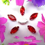 Pençe cam rhinestones üzerine dikilmiş, pençe set Cam Kristal Pençe Ayarları At Gözü Navette Markiz Şekil Dikili Taş Boncuklar Aplikler(7x15mm 20pcs A23 Red)
