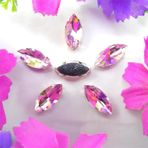 Pençe cam rhinestones üzerine dikilmiş, pençe set Cam Kristal Pençe Ayarları At Gözü Navette Markiz Şekil Dikili Taş Boncuklar Aplikler(7x15mm 20pcs A25 Pink)