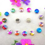 Pençe cam rhinestones üzerine dikilmiş, pençe set Gümüş Pençe Cam Kristal Renkleri Karışımı Rivoli Yuvarlak Şekil Dikili Taş Boncuklar DIY Aplike(10mm 20pcs A36 AB colors mix)