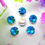 Pençe cam rhinestones üzerine dikilmiş, pençe set Gümüş Pençe Cam Kristal Renkleri Karışımı Rivoli Yuvarlak Şekil Dikili Taş Boncuklar DIY Aplike(14mm 20pcs A13 Aquamarine)