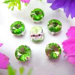 Pençe cam rhinestones üzerine dikilmiş, pençe set Gümüş Pençe Cam Kristal Renkleri Karışımı Rivoli Yuvarlak Şekil Dikili Taş Boncuklar DIY Aplike(14mm 20pcs A15 Peridot)