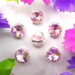 Pençe cam rhinestones üzerine dikilmiş, pençe set Gümüş Pençe Cam Kristal Renkleri Karışımı Rivoli Yuvarlak Şekil Dikili Taş Boncuklar DIY Aplike(14mm 20pcs A25 Pink)