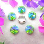 Pençe cam rhinestones üzerine dikilmiş, pençe set Gümüş Pençe Cam Kristal Renkleri Karışımı Rivoli Yuvarlak Şekil Dikili Taş Boncuklar DIY Aplike(14mm 20pcs A29 Peridot AB)