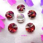 Pençe cam rhinestones üzerine dikilmiş, pençe set Gümüş Pençe Cam Kristal Renkleri Karışımı Rivoli Yuvarlak Şekil Dikili Taş Boncuklar DIY Aplike(16mm 20pcs A12 Wine red)