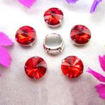 Pençe cam rhinestones üzerine dikilmiş, pençe set Gümüş Pençe Cam Kristal Renkleri Karışımı Rivoli Yuvarlak Şekil Dikili Taş Boncuklar DIY Aplike(18mm 10pcs A19 Red)
