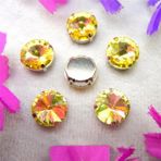 Pençe cam rhinestones üzerine dikilmiş, pençe set Gümüş Pençe Cam Kristal Renkleri Karışımı Rivoli Yuvarlak Şekil Dikili Taş Boncuklar DIY Aplike(6mm 50pcs A16 Jonquil)