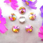 Pençe cam rhinestones üzerine dikilmiş, pençe set Gümüş Pençe Cam Kristal Renkleri Karışımı Rivoli Yuvarlak Şekil Dikili Taş Boncuklar DIY Aplike(6mm 50pcs A31 Topaz AB)