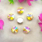 Pençe cam rhinestones üzerine dikilmiş, pençe set Gümüş Pençe Cam Kristal Renkleri Karışımı Rivoli Yuvarlak Şekil Dikili Taş Boncuklar DIY Aplike(8mm 50pcs A30 Jonquil AB)