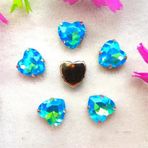 Pençe cam rhinestones üzerine dikilmiş, pençe set Kalp Şeklinde Dikili Taş Gümüş Pençe Ayarları Kristal Boncuklar 7 Boyut Renk Karışımı Kendin Yap Aplike(12mm 20pcs A27 Aquamarine AB)