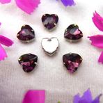 Pençe cam rhinestones üzerine dikilmiş, pençe set Kalp Şeklinde Dikili Taş Gümüş Pençe Ayarları Kristal Boncuklar 7 Boyut Renk Karışımı Kendin Yap Aplike(14mm 20pcs A11 Amethyst)