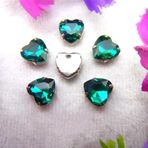 Pençe cam rhinestones üzerine dikilmiş, pençe set Kalp Şeklinde Dikili Taş Gümüş Pençe Ayarları Kristal Boncuklar 7 Boyut Renk Karışımı Kendin Yap Aplike(14mm 20pcs A12 Emerald)