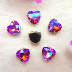 Pençe cam rhinestones üzerine dikilmiş, pençe set Kalp Şeklinde Dikili Taş Gümüş Pençe Ayarları Kristal Boncuklar 7 Boyut Renk Karışımı Kendin Yap Aplike(14mm 20pcs A32 Tea color AB)