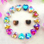 Pençe cam rhinestones üzerine dikilmiş, pençe set Kalp Şeklinde Dikili Taş Gümüş Pençe Ayarları Kristal Boncuklar 7 Boyut Renk Karışımı Kendin Yap Aplike(16mm 20pcs A36 AB colors mix)