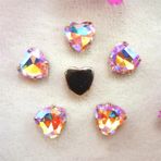 Pençe cam rhinestones üzerine dikilmiş, pençe set Kalp Şeklinde Dikili Taş Gümüş Pençe Ayarları Kristal Boncuklar 7 Boyut Renk Karışımı Kendin Yap Aplike(18mm 10pcs A35 Pink AB)