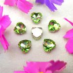 Pençe cam rhinestones üzerine dikilmiş, pençe set Kalp Şeklinde Dikili Taş Gümüş Pençe Ayarları Kristal Boncuklar 7 Boyut Renk Karışımı Kendin Yap Aplike(27mm 10pcs A16 Peridot)