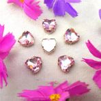 Pençe cam rhinestones üzerine dikilmiş, pençe set Kalp Şeklinde Dikili Taş Gümüş Pençe Ayarları Kristal Boncuklar 7 Boyut Renk Karışımı Kendin Yap Aplike(27mm 10pcs A25 Pink)