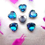 Pençe cam rhinestones üzerine dikilmiş, pençe set Kalp Şeklinde Dikili Taş Gümüş Pençe Ayarları Kristal Boncuklar 7 Boyut Renk Karışımı Kendin Yap Aplike(8mm 50pcs A14 Blue Zircan)