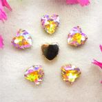 Pençe cam rhinestones üzerine dikilmiş, pençe set Kalp Şeklinde Dikili Taş Gümüş Pençe Ayarları Kristal Boncuklar 7 Boyut Renk Karışımı Kendin Yap Aplike(8mm 50pcs A30 Jonquil AB)