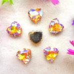 Pençe cam rhinestones üzerine dikilmiş, pençe set Kalp Şeklinde Dikili Taş Gümüş Pençe Ayarları Kristal Boncuklar 7 Boyut Renk Karışımı Kendin Yap Aplike(8mm 50pcs A31 Topaz AB)