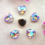 Pençe cam rhinestones üzerine dikilmiş, pençe set Kalp Şeklinde Dikili Taş Gümüş Pençe Ayarları Kristal Boncuklar 7 Boyut Renk Karışımı Kendin Yap Aplike(8mm 50pcs A34 Violet AB)