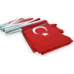 Pencere Bayrak 30X45 cm Alpaka Türk Bayrağı Plastik Sopalı Elde Sallamalı - 10 adet