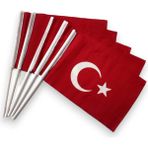 Pencere Bayrak 30X45 cm Alpaka Türk Bayrağı Plastik Sopalı Elde Sallamalı - 5 adet