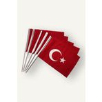 Pencere Bayrak 5 Adet Türk Bayrağı 20X30 cm Kaliteli Alpaka Kumaş