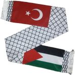 Pencere Bayrak Kaliteli Filistin ve Türk Bayraklı Atkı