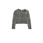 Pencere Detaylı Viskon Karışımlı Slim Fit Uzun Kollu Bisiklet Yaka Crop Bluz