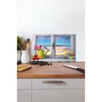 Pencere Gökyüzü ve Laleler Cam Kesme Tahtası , Silikon Ayaklı, Kırılmaya Dayanıklı, Sunum Tablası - 30 x 45 cm