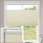 Pencere için Hücresel Pileli Panjur, Aletsiz, Matkap Gölgesi Yok, Yukarıdan Aşağıya Kör Karartma Kablosuz Petek Gölge Ev Ofis için (Karartma - Kremsi 131 cm G x 163 cm Y)